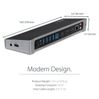 StarTech.com Drei Monitor USB 3.0 Docking Station mit 2x 4K DisplayPort & HDMI, 5x USB-A H