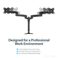 StarTech.com Dual Monitorhalterung mit verstellbaren Armen - Monitor Tischhalterung höhenverstellbar - Klemme - 13,6 kg - 30,5 cm (12 Zoll) - 61 cm (24 Zoll) - 100 x 100 mm - Schwarz