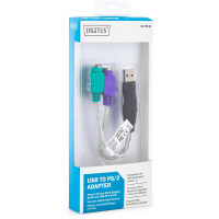 DIGITUS DA-70118 - USB zu PS/2 Adapter, 2 X Mini-Din 6/F, USB A/M