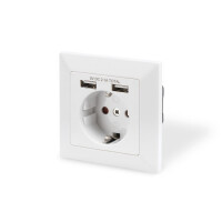 DIGITUS DA-70613 - Schutzkontakt Steckdose, 2x USB, USB...