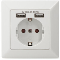 DIGITUS DA-70613 - Schutzkontakt Steckdose, 2x USB, USB...