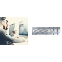 Cherry KC 6000 SLIM f&uuml;r MAC Kabelgebundene Tastatur - Silber/ Wei&szlig; - USB (QWERTZ - DE) - Standard - USB - QWERTZ - Silber