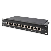 CAT.6A  Patchpanel,12xRJ45 STP 10", RAL9005, 10GBit