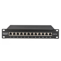 CAT.6A  Patchpanel,12xRJ45 STP 10", RAL9005, 10GBit