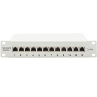 CAT.6A  Patchpanel,12xRJ45 STP 10", RAL7035, 10GBit