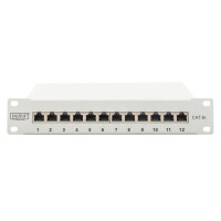 CAT.6A  Patchpanel,12xRJ45 STP 10", RAL7035, 10GBit