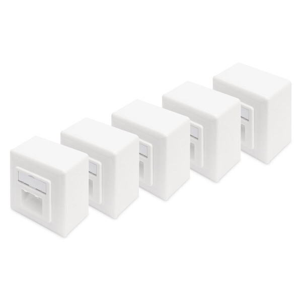 CAT.6  Datendose,2xRJ45,AP VP5 Reinweiß, STP, horizon., VPE=5
