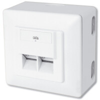CAT.6  Datendose,2xRJ45,AP VP5 Reinweiß, STP,...