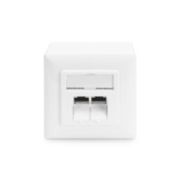 CAT.6  Datendose,2xRJ45,AP VP5 Reinweiß, STP, horizon., VPE=5