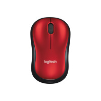 Logitech M185 - Beidh&auml;ndig - Optisch - RF Wireless - 1000 DPI - Schwarz - Rot