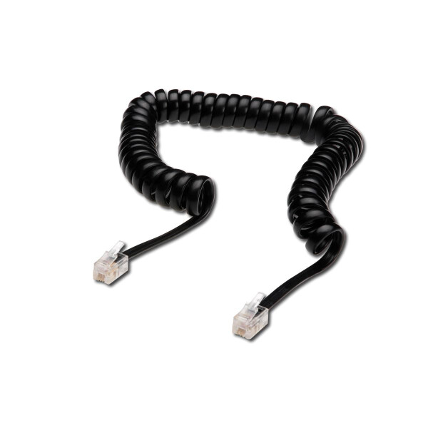 Modularanschlusskabel 4M Spiralkabel, 4P4C, black