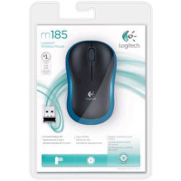 Logitech LGT-M185B - Beidhändig - Optisch - RF Wireless - 1000 DPI - Schwarz - Blau