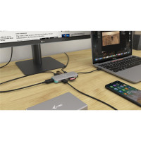 i-tec Metal USB-C Nano Dock 4K HDMI + Power Delivery 100 W - Verkabelt - USB 3.2 Gen 1 (3.1 Gen 1) Type-C - 100 W - Silber - Türkis - MicroSD (TransFlash) - SD - 3840 x 2160 Pixel
