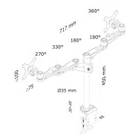 Neomounts by Newstar Flachbild Tischhalterung - Klemme - 6 kg - 25,4 cm (10 Zoll) - 68,6 cm (27 Zoll) - 100 x 100 mm - Silber