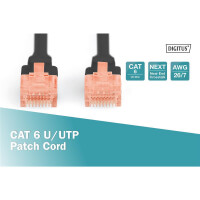 Patchk.Cat.6  5m U/UTP SCHWARZ 4x2xAWG26, PVC