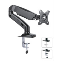Techly Schreibtischhalterung mit Gasdruckfeder für 1 TV 13"-27", mit USB und Audio