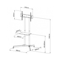 Techly TV LED/LCD Wagen für LCD LED TV 30"-65", mit Ablage