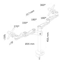 Neomounts by Newstar Flachbild Tischhalterung - 6 kg - 25,4 cm (10 Zoll) - 68,6 cm (27 Zoll) - 100 x 100 mm - Höhenverstellung - Silber
