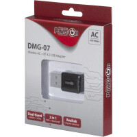 Inter-Tech DMG-07 - Kabellos - USB - WLAN / Bluetooth - Wi-Fi 5 (802.11ac) - 650 Mbit/s - Schwarz