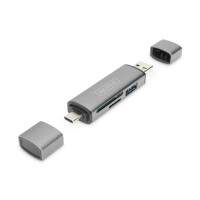 Card Reader,USB C,USB3.0, OTG 1xSD,1x MicroSD,1xUSB3.0,Grau