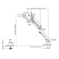 Neomounts by Newstar Select Tischhalterung Für Curved Monitore - Klemme /Bolzen - 18 kg - 25,4 cm (10 Zoll) - 124,5 cm (49 Zoll) - 100 x 100 mm - Silber