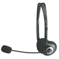 Manhattan Stereoheadset - Federleichtes Design - integriertes Mikrofon - Lautstärkeregler im Kabel integriert - Kopfhörer - Kopfband - Anrufe & Musik - Schwarz - Silber - Binaural - 2 m