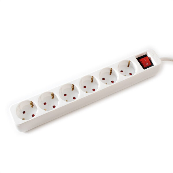 VALUE 19.99.1085 - 3 m - 6 AC-Ausgänge - Innenraum - 1,5 mm² - Kunststoff - Weiß