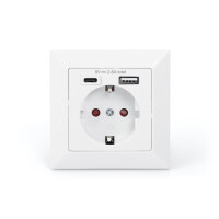 Steckdose mit 1xUSB A+1xUSB C 5V, 2.8A, Input 250 V, 50Hz
