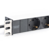 DIGITUS DN-95401 - 1HE Aluminium PDU, Rack Mount, 8x Schutzkontakt 16A, 4000W, 250VAC 50/60Hz,