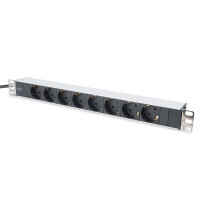 DIGITUS DN-95401 - 1HE Aluminium PDU, Rack Mount, 8x Schutzkontakt 16A, 4000W, 250VAC 50/60Hz,