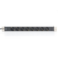 DIGITUS DN-95401 - 1HE Aluminium PDU, Rack Mount, 8x Schutzkontakt 16A, 4000W, 250VAC 50/60Hz,