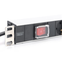 DIGITUS DN-95402 - 1HE Aluminium PDU, Rack Mount, 7x Schutzkontakt 16A, 4000W, 250VAC 50/60Hz, Schalter