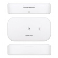Manhattan UV-Desinfektionsbox mit kabellosem Induktionsladegerät für Smartphones - Sterilisator mit UV-Licht und 10 W Wireless Charger - für Handys - Masken - Kreditkarten und mehr - weiß - Weiß - 410 nm - UV-C - Kunststoff - CE FCC - USB