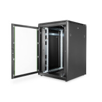 "19" Schrank 22HE Glastür T 800 H1164 x B800 xT800 mm RaL9005"