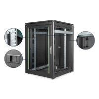 "19" Schrank 22HE Glastür T 800 H1164 x B800 xT800 mm RaL9005"