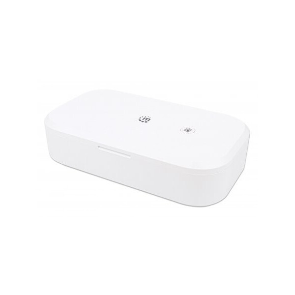 Manhattan UV-Desinfektionsbox für Smartphones - Sterilisator mit UV-Licht für Handys - Masken - Kreditkarten und mehr - weiß - Weiß - 410 nm - UV-C - Kunststoff - CE RoHS FCC - USB