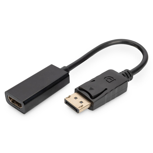 DIGITUS AK-340400-001-S - DisplayPort Adapterkabel, DP - HDMI Typ A St/Bu, 0.15m,m/Verriegelung, DP 1.1a komp., CE, sw