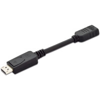 DIGITUS AK-340400-001-S - DisplayPort Adapterkabel, DP - HDMI Typ A St/Bu, 0.15m,m/Verriegelung, DP 1.1a komp., CE, sw