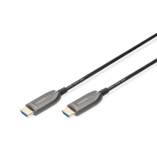DIGITUS AK-330126-100-S - HDMI AOC Hybrid Glasfaser Anschlusskabel, Typ A M/M, 10m, UHD 8K@60Hz, CE, gold, bl