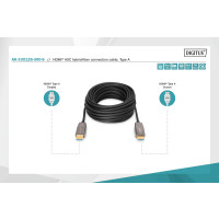 DIGITUS AK-330126-150-S - HDMI AOC Hybrid-Glasfaser Anschlusskabel, Typ A M/M, 15m, UHD 8K@60Hz, CE, gold, bl