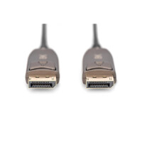 DIGITUS AK-340107-100-S - DisplayPort AOC Hybrid-Glasfaser Anschlusskabel M/M, 10m, UHD 8K@60Hz, CE, gold, bl