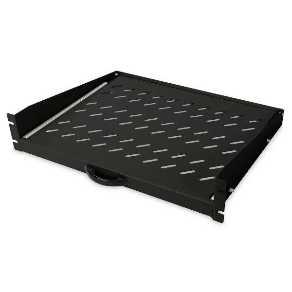2HE ausziehb. Fachboden f. Sch 88x483x352 mm, bis 30 kg, schw