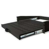 2HE ausziehb. Fachboden f. Sch 88x483x352 mm, bis 30 kg, schw