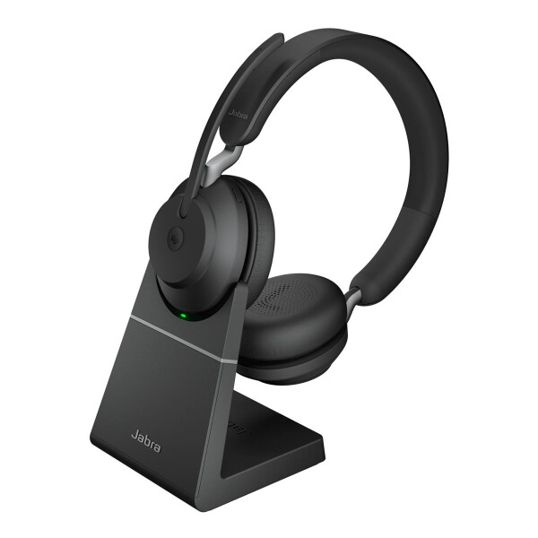 Jabra Evolve2 65 - MS Stereo - Kopfhörer - Kopfband - Büro/Callcenter - Schwarz - Binaural - Bluetooth-Pairing - Multi-key - Abspielen/Pause - Track < - Ortung > - Lautstärke + - Lautsärke -