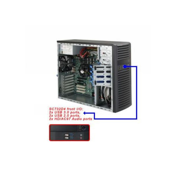 Supermicro Server Geh MT/2x600W/4x 3.5" SC732i-600B - Midi/Minitower