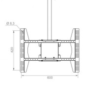 Hagor PLD Large Single Deckenhalter fuer 124-165cm 49-65 Zoll screen VESA max 600x400mm