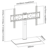Techly Schreibtischhalterung für 1 LCD TV LED 32"-55", mit Glas Standfuß