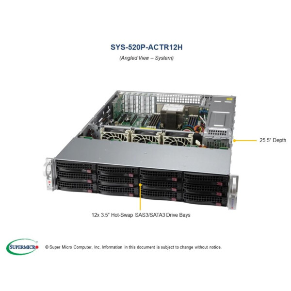 Supermicro SSG-520P-ACTR12H Black - Barebone - DDR4