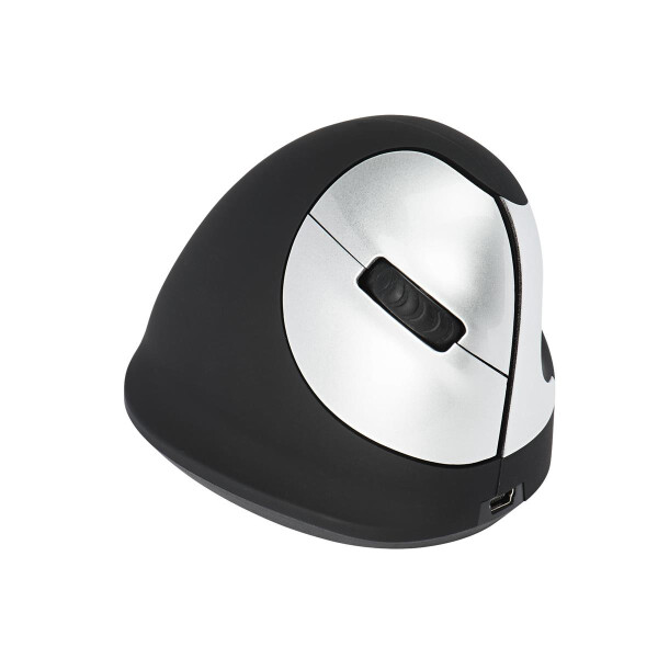 R-Go HE Mouse - Ergonomische Maus - Mittel (Handlänge 165-185mm) - rechtshändig - drahtlose - rechts - Optisch - RF Wireless - 1600 DPI - Schwarz - Silber