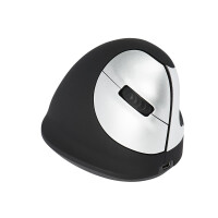 R-Go HE Mouse - Ergonomische Maus - Mittel (Handl&auml;nge 165-185mm) - rechtsh&auml;ndig - drahtlose - rechts - Optisch - RF Wireless - 1600 DPI - Schwarz - Silber
